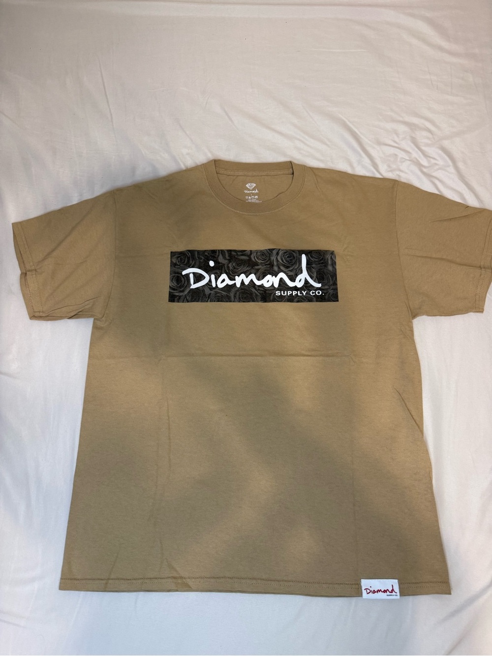 Diamond Supply Co. Rose Box Logo Graphic Tee Tan Size L